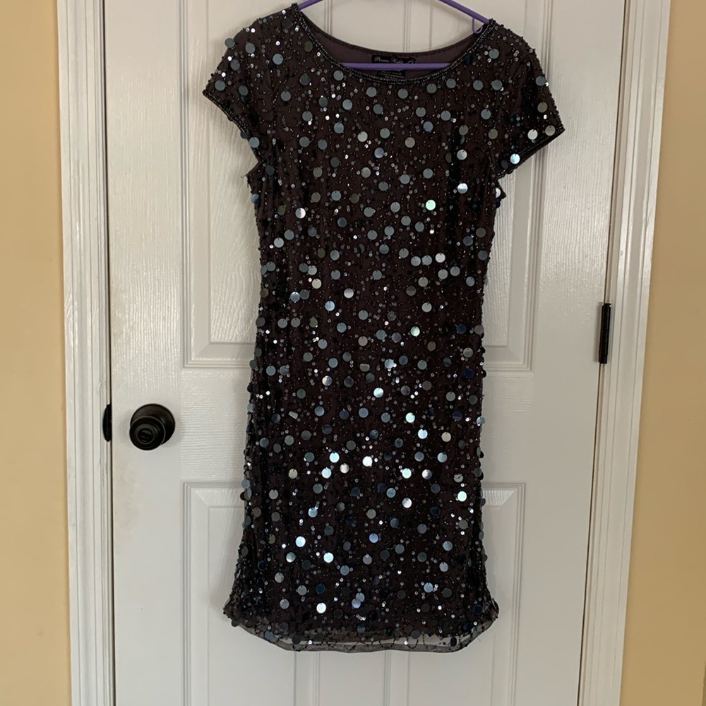 Charcoal Gray Sequin Cocktail Dress